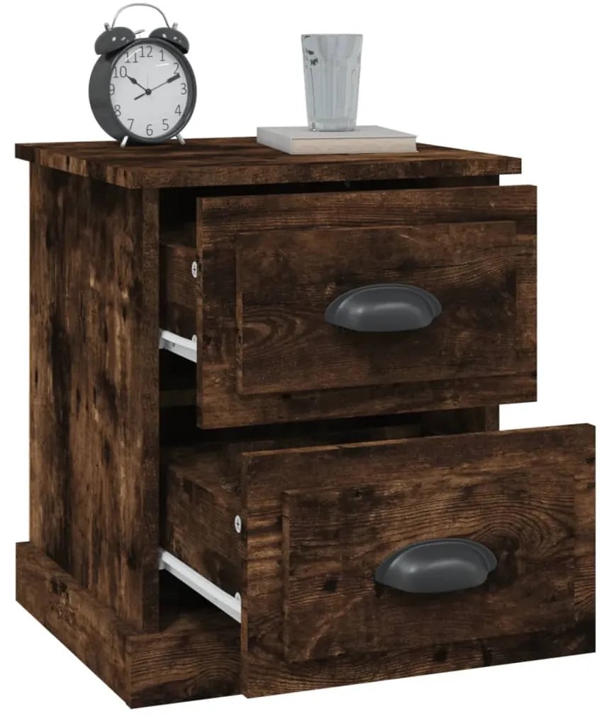 Mesa de cabeceira 2 pcs derivados de madeira carvalho fumado