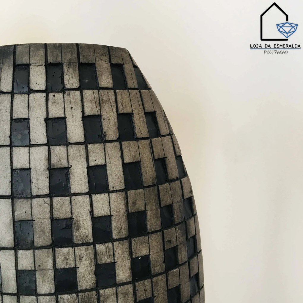 Jarras Decorativas Quadrados Preto&Cinza - 48 centímetros