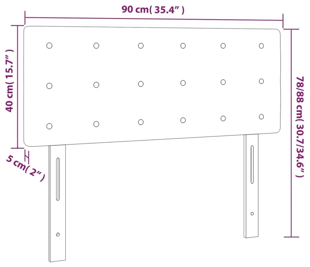 Cabeceira cama luzes LED tecido 90x5x78/88cm cinza-acastanhado