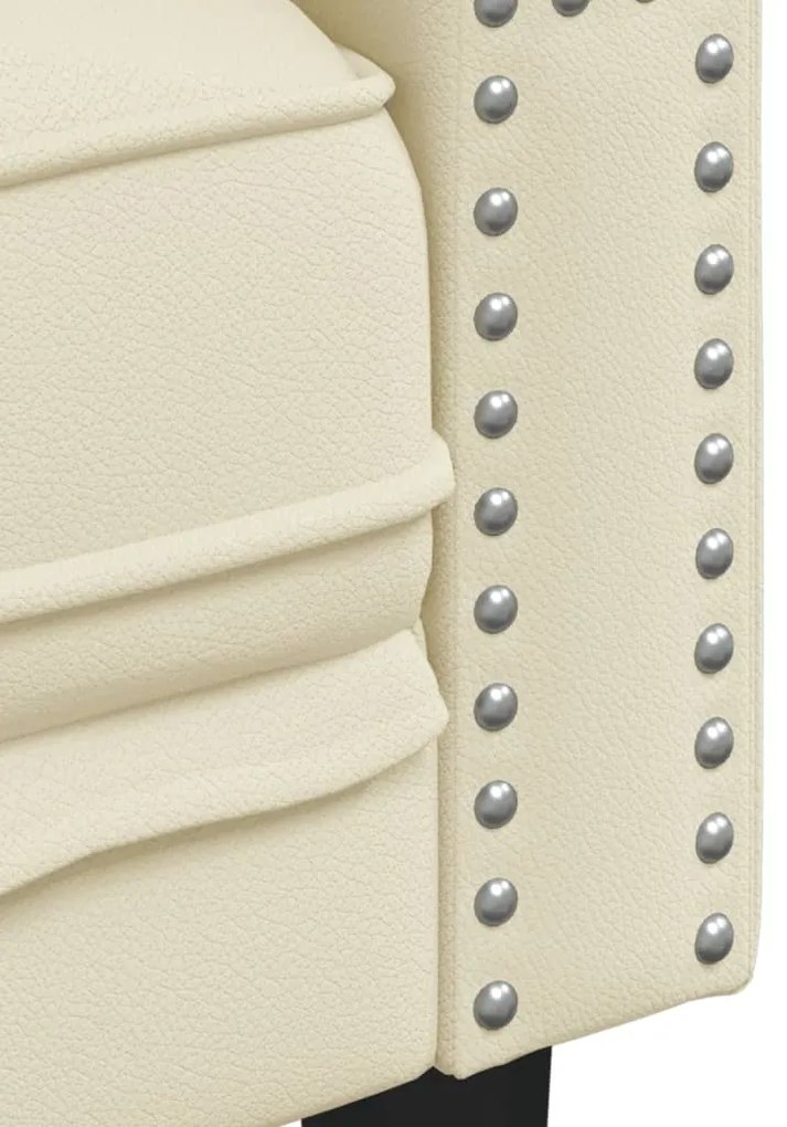 Sofá chesterfield 3 lugares couro artificial creme