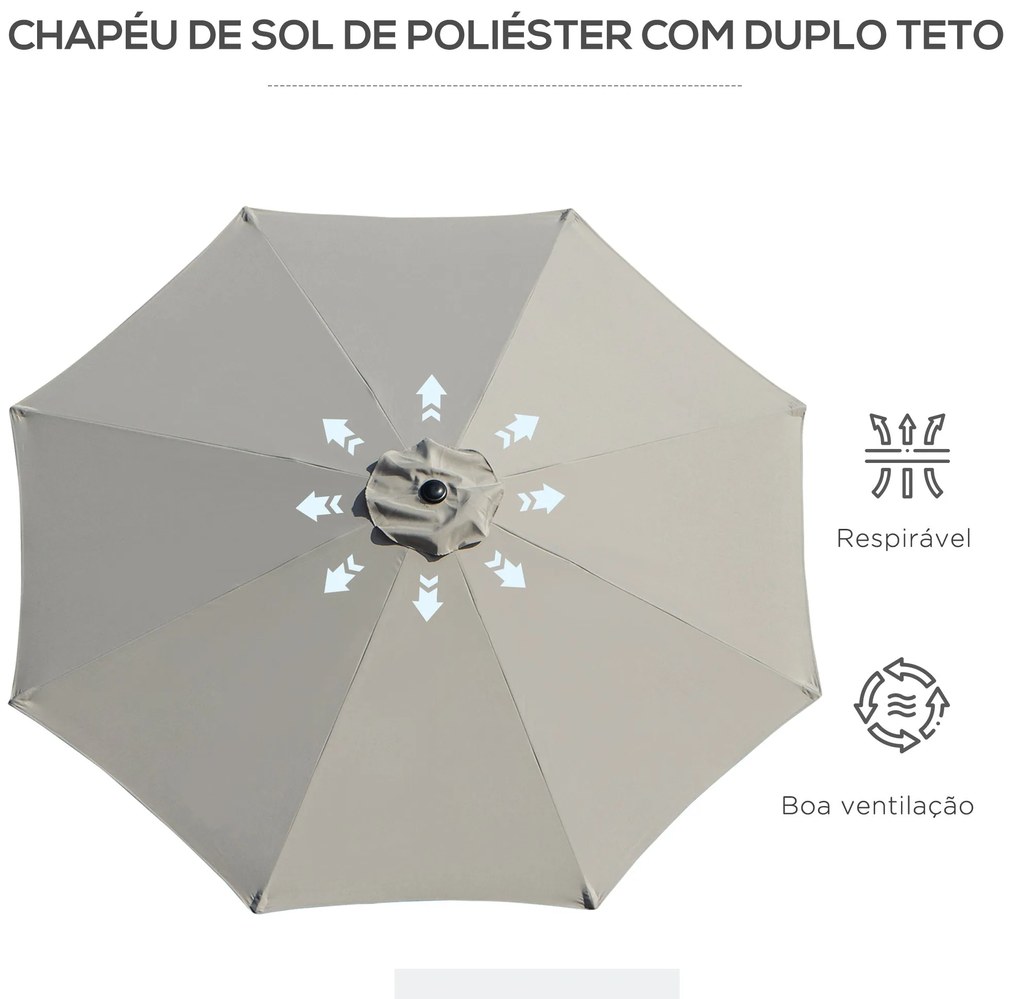 Chapéu de Sol de Jardim Ø295x250 cm com Manivela Chapéu de Sol Exterio