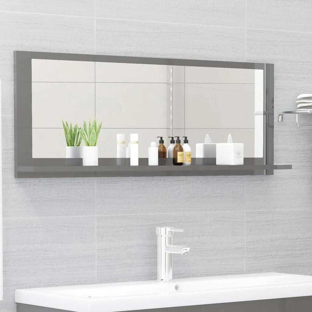 Espelho casa de banho 100x10,5x37cm contrap. cinzento brilhante