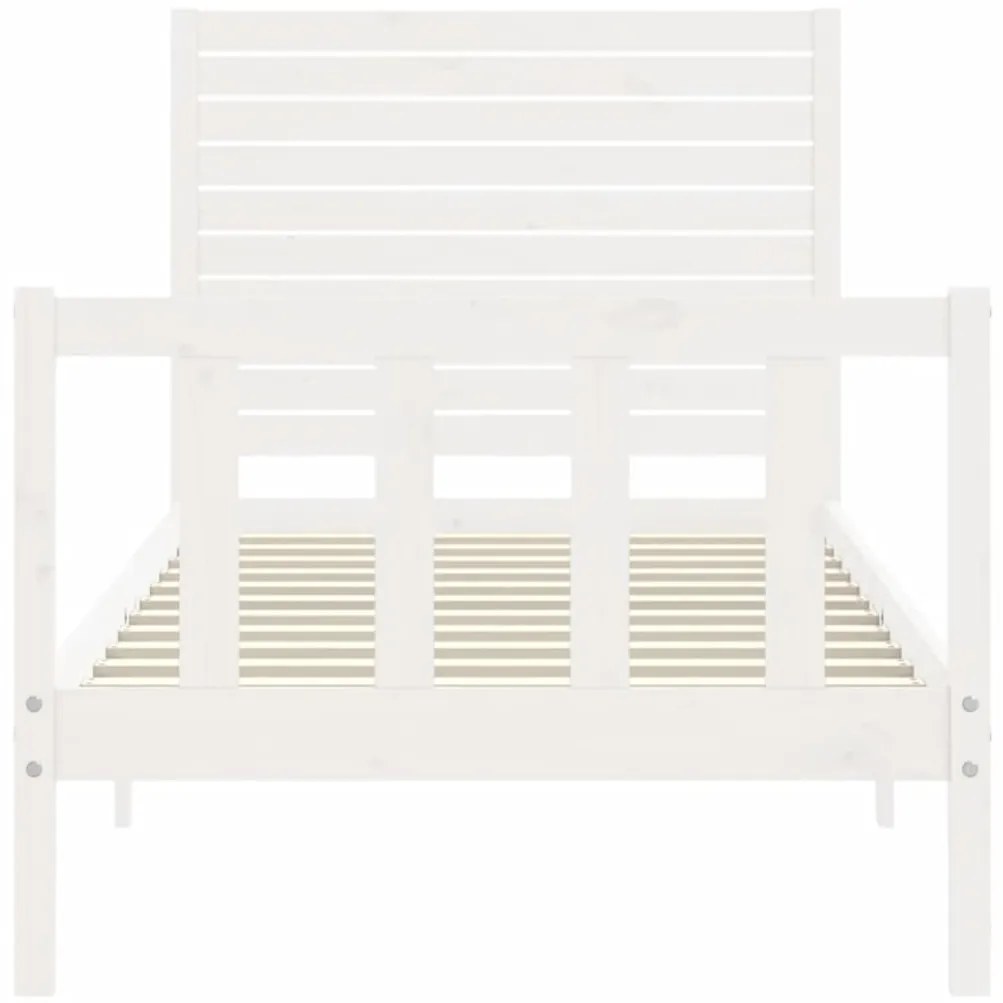 Estrutura cama de solteiro c/ cabeceira madeira maciça branco