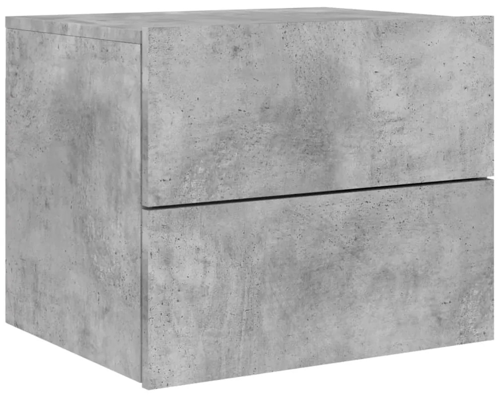 Mesa de cabeceira de parede com luzes LED cinzento cimento