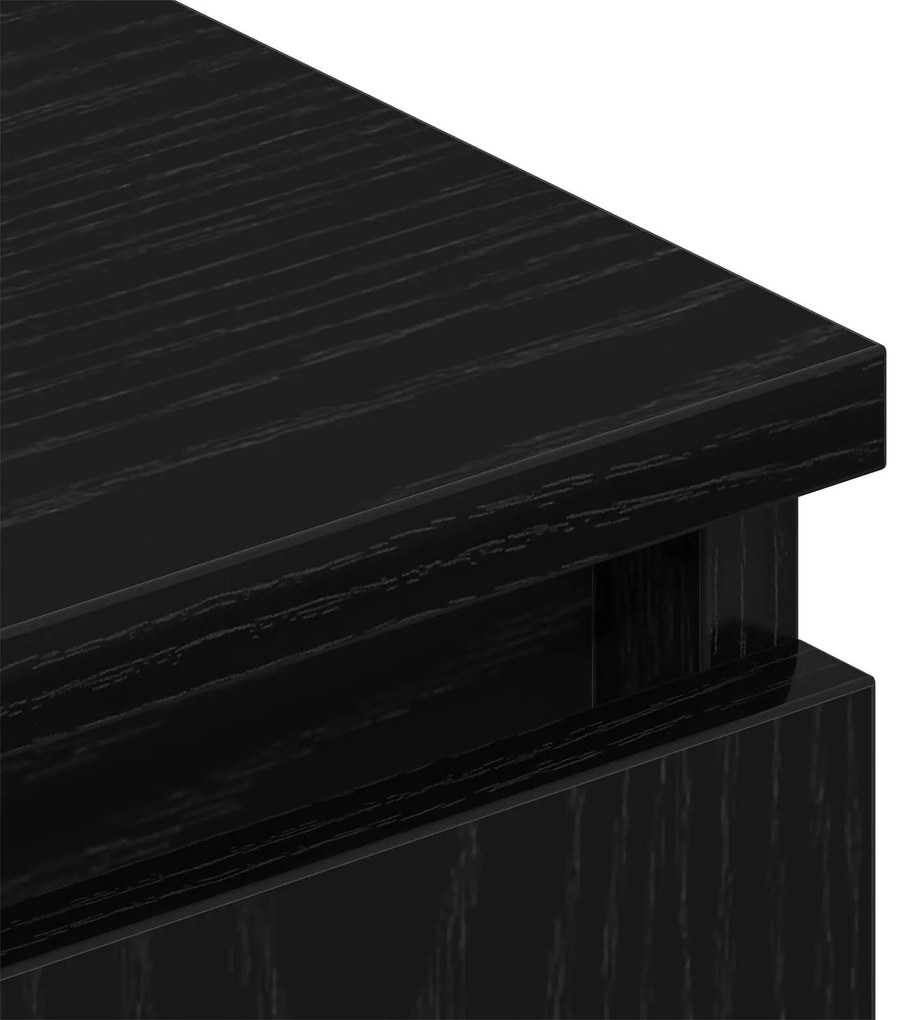 Estante de TV vidaXL com perna de madeira Preto Carvalho 102x35x50 cm