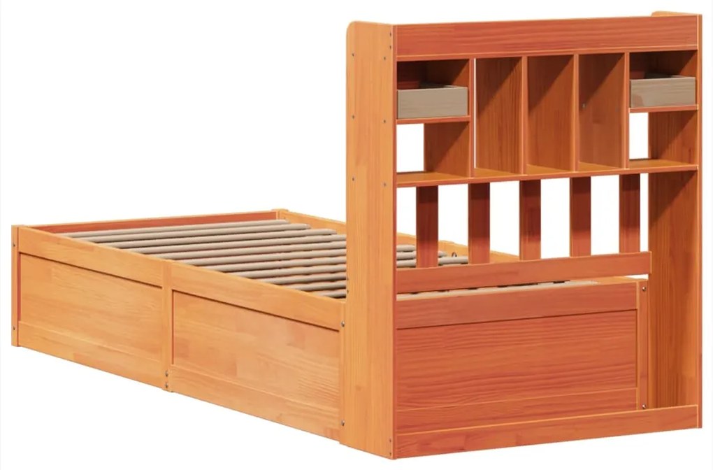 Cama sem colchão 90x190 cm madeira de pinho maciça castanho-mel