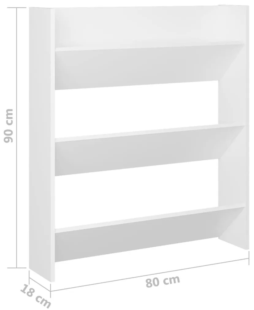 Sapateira de parede 80x18x90 cm derivados de madeira branco