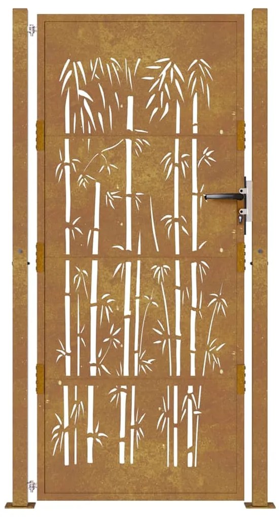 Portão de jardim 105x180 cm aço corten design bambu