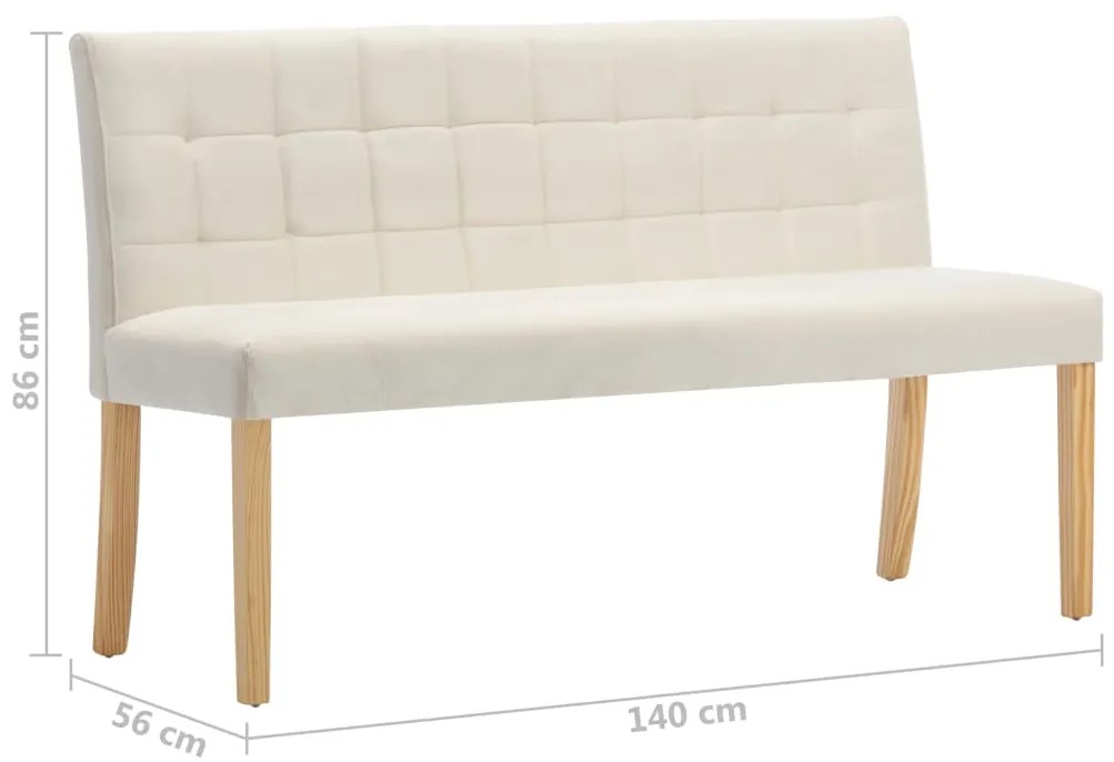 Banco 140 cm veludo cor creme