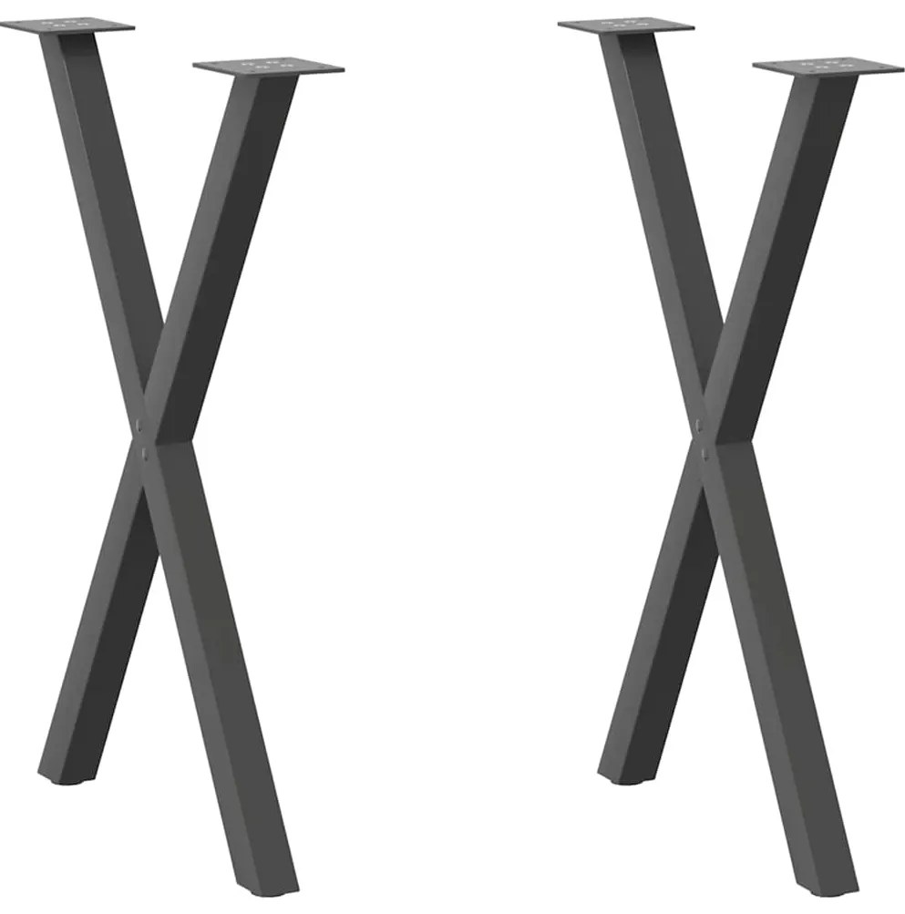 Pés para mesa de jantar em formato de X, 2 peças, antracite, 60x(72-73