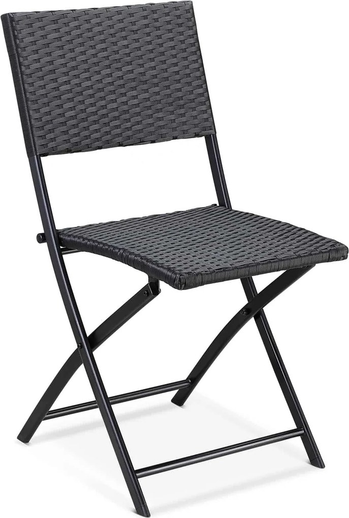Conjunto de 2 cadeiras dobráveis Polyrattan Rom preto