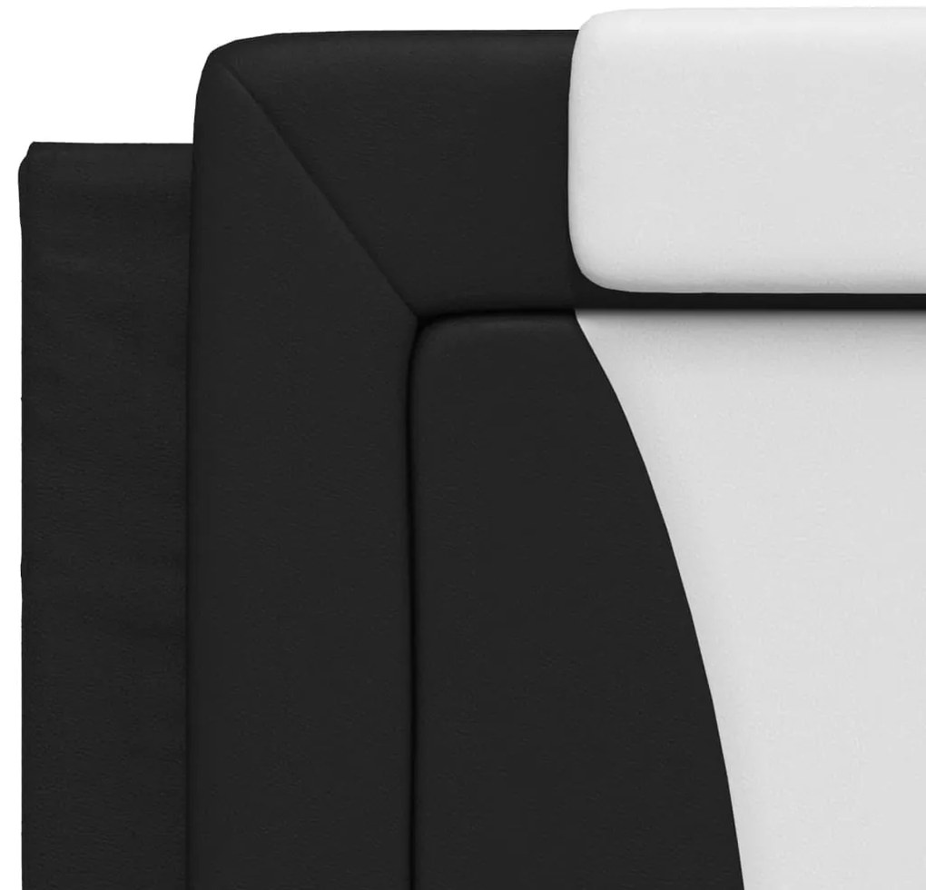 Cama com colchão 200x200 cm couro artificial preto e branco