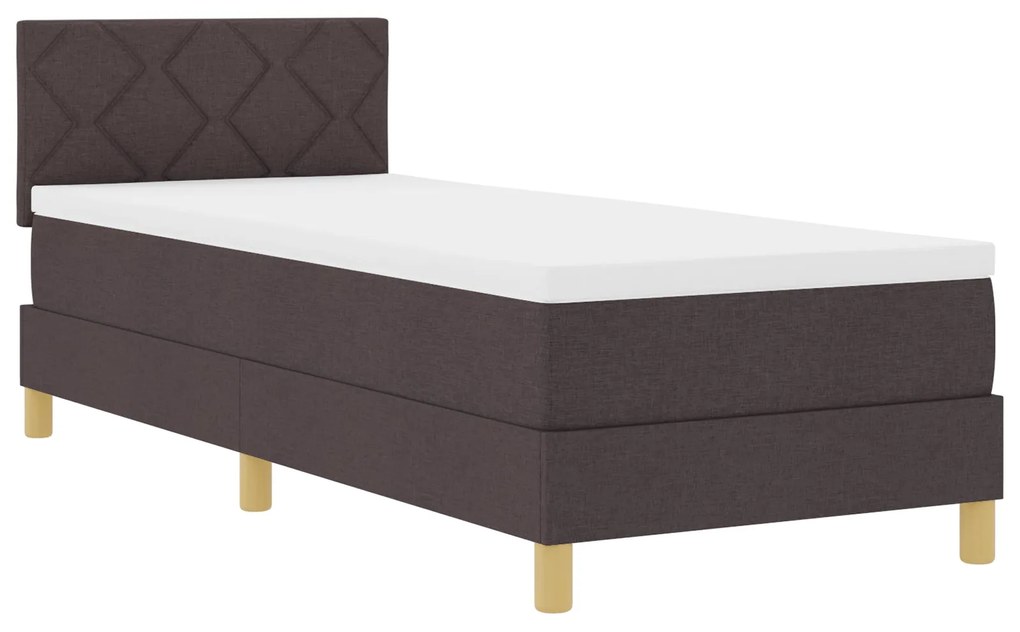 Cama Box Spring com Colchão Castanho Escuro 80x200 cm Tecido