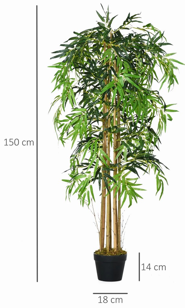 Bambu Artificial 150cm com Vaso Decorativo Planta Sintética Realística Ø18x150 cm Verde