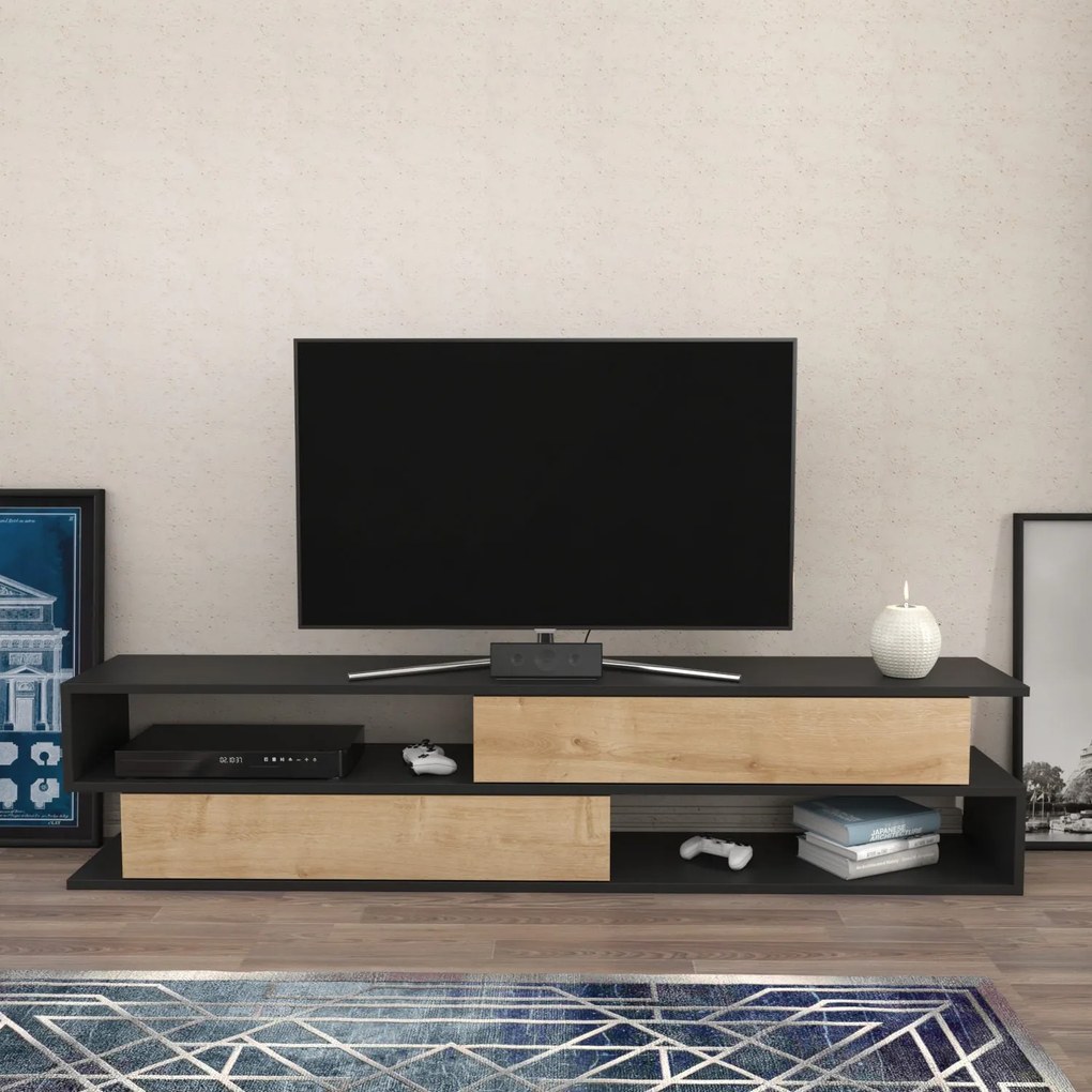 Móvel TV Cortez – Anthracite Oak – 160x35,3x38,6 cm