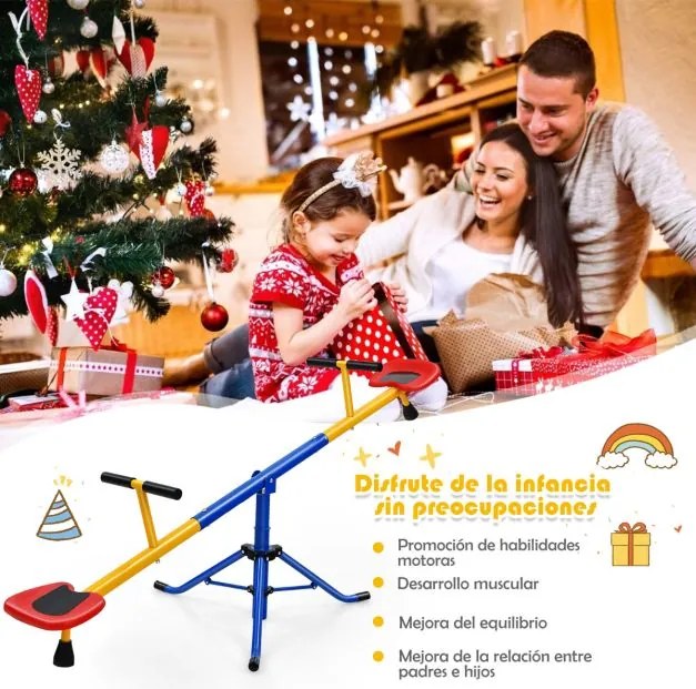 Baloiço giratório de 360° para crianças com 2 assentos com bloqueio de pernas para pátio exterior