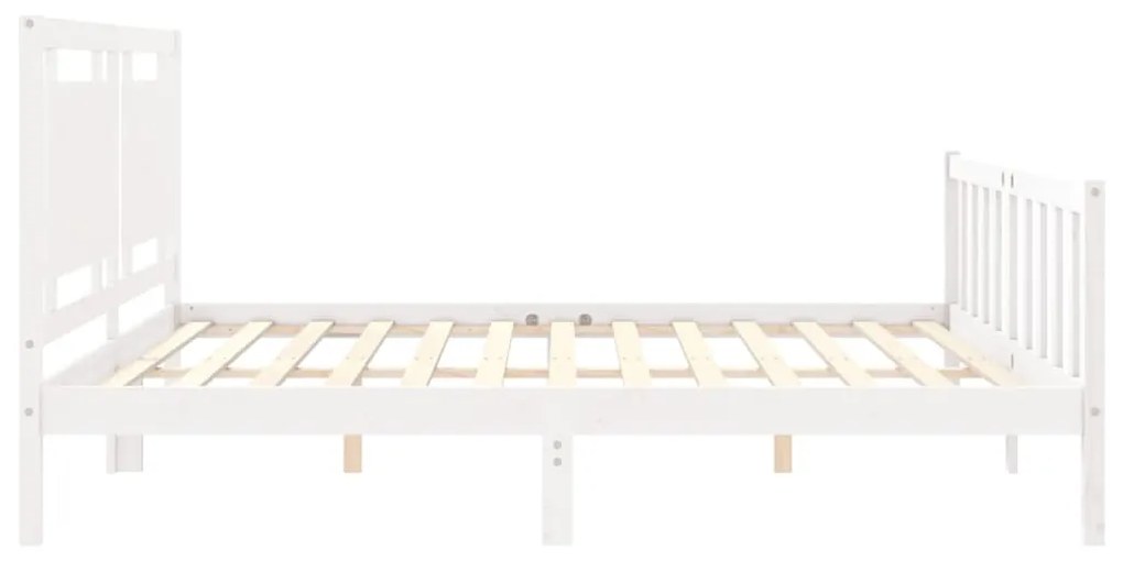 Estrutura de cama com cabeceira 180x200cm madeira maciça branco