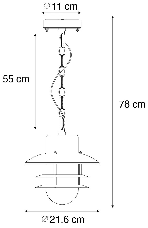 Candeeiro suspenso industrial em aço IP44 - Shell