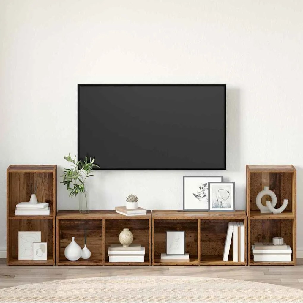 Conjunto de móvel de TV 4 pcs Madeira Antiga 72 x 35 x 36.5 cm
