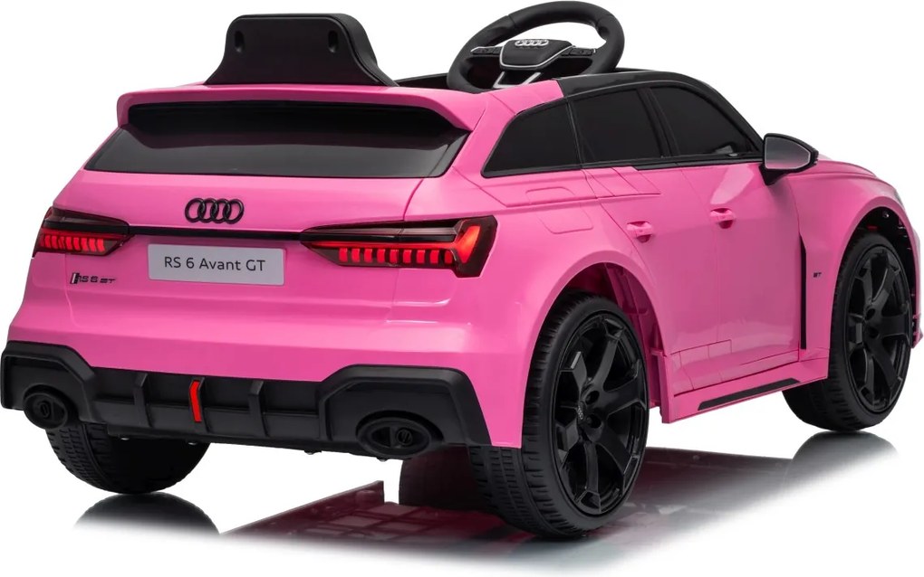 Carro elétrico para Crianças 12V 4x4 Audi RS6 Avant GT Rodas de espuma EVA, Assento Couro ecológico Rosa