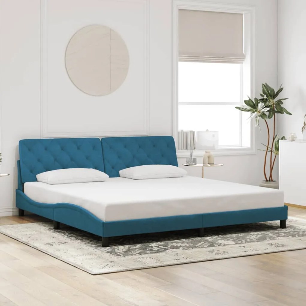 vidaXL Estrutura de cama c/ cabeceira 200x200 cm veludo azul