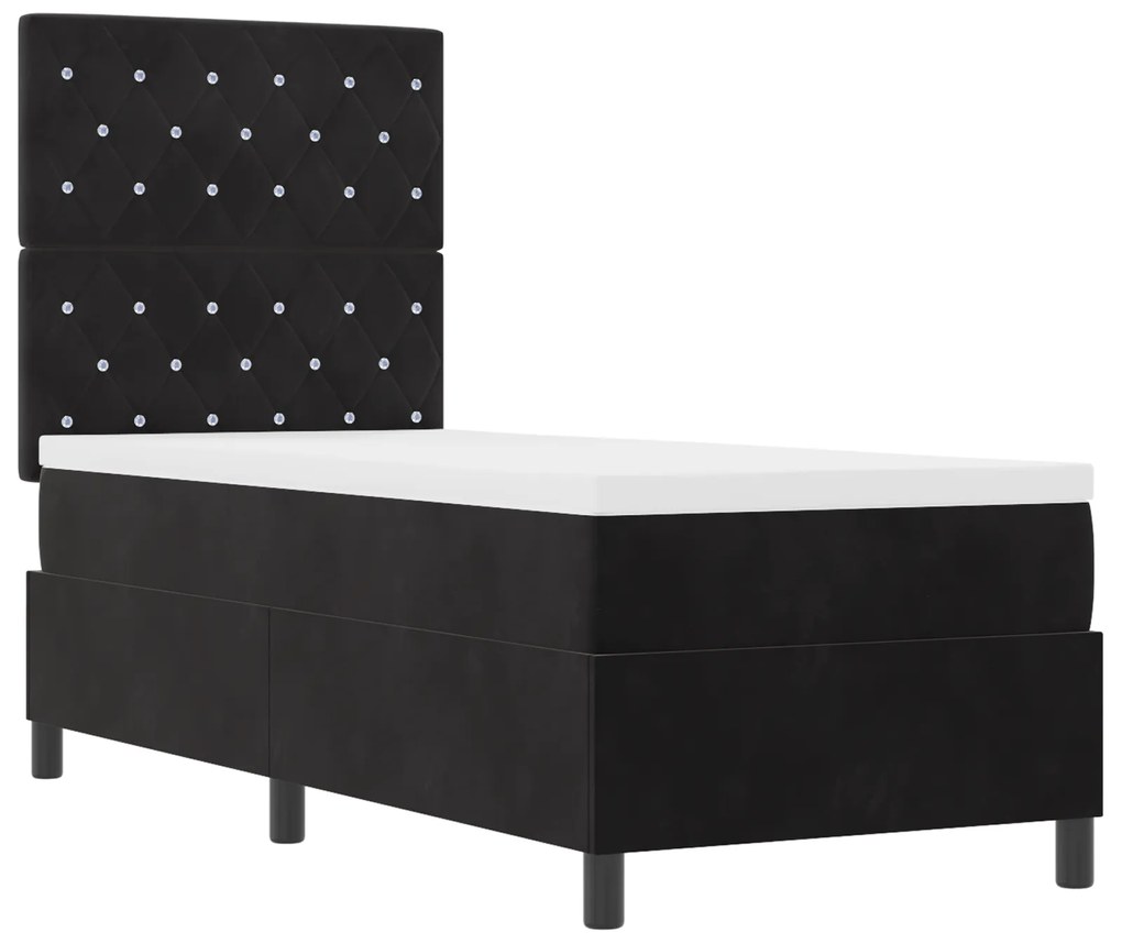 Cama Box com Colchão vidaXL Preto 80x200 cm Veludo