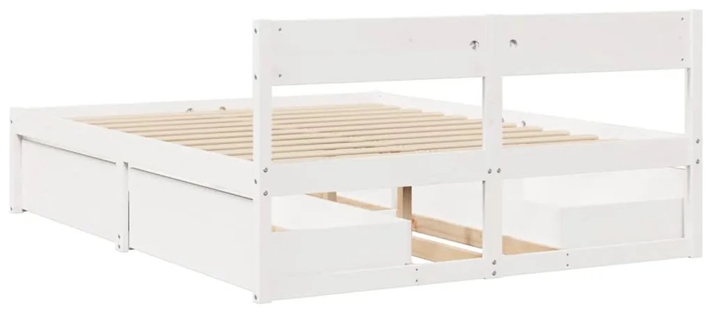 Cama sem colchão 150x200 cm madeira de pinho maciça branco