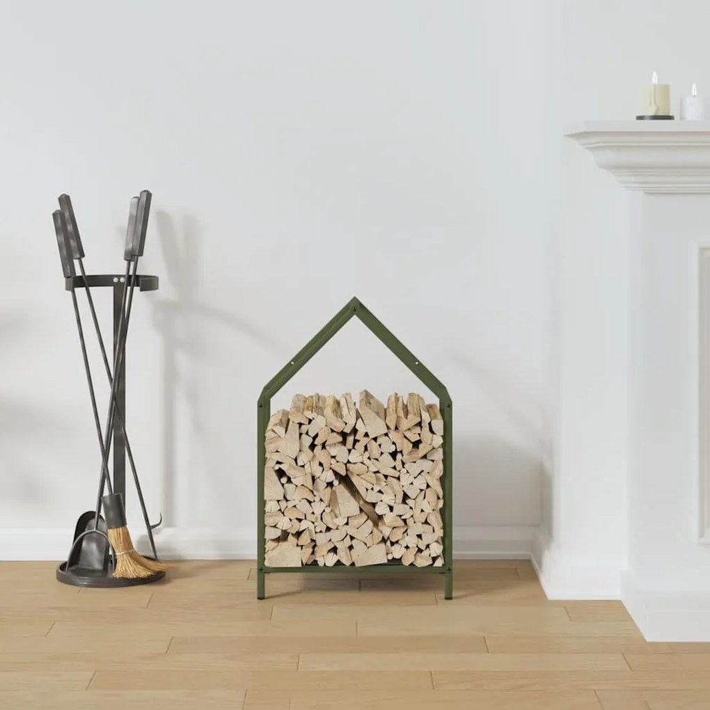 Suporte para lenha aço laminado a frio verde azeitona