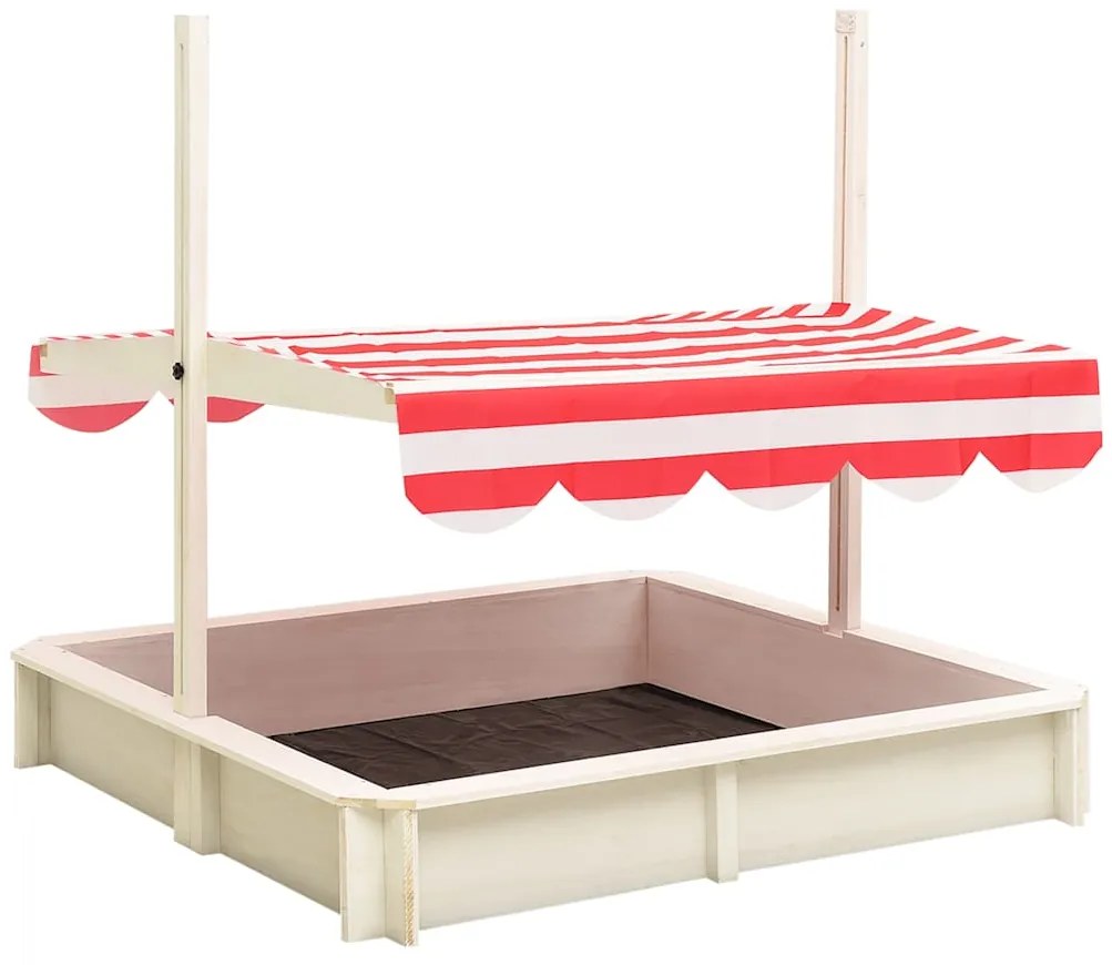 Caixa de areia c/ telhado ajustável abeto UV50 branco/vermelho
