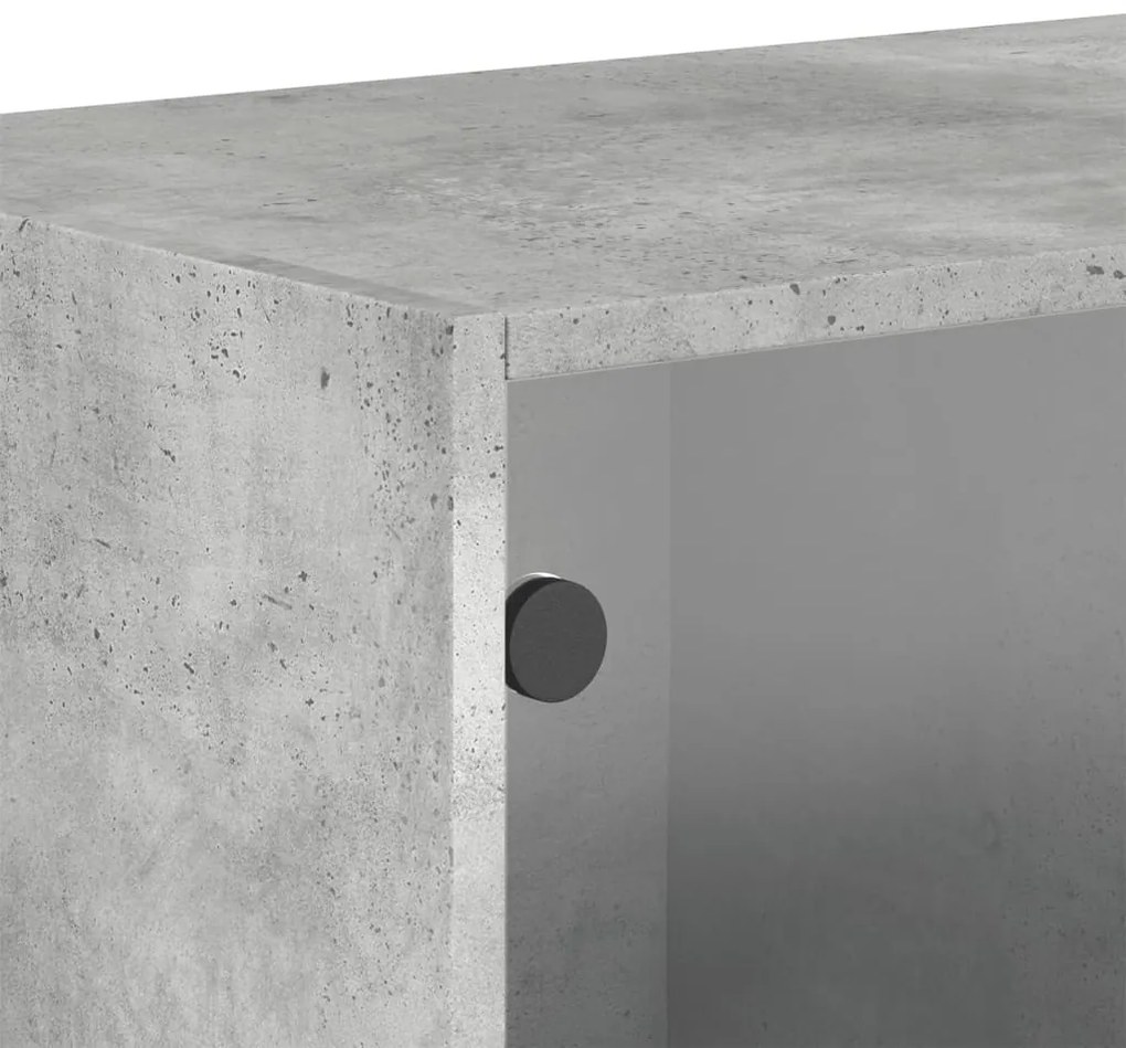 Armário parede c/ porta vidro 2 pcs 68,5x37x35 cm cinza cimento