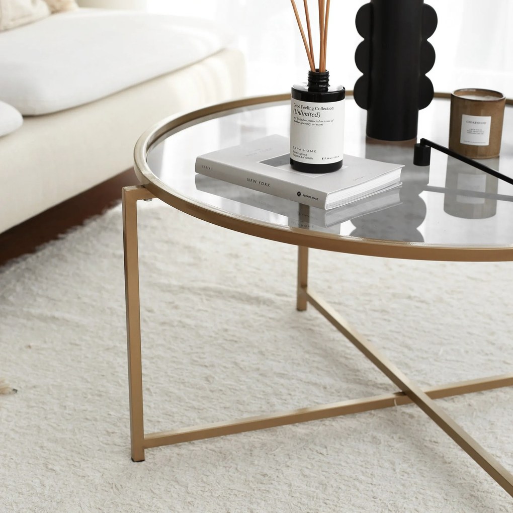 Mesa de Café Gold Sun - Dourado Fumado - 83x40x83 cm