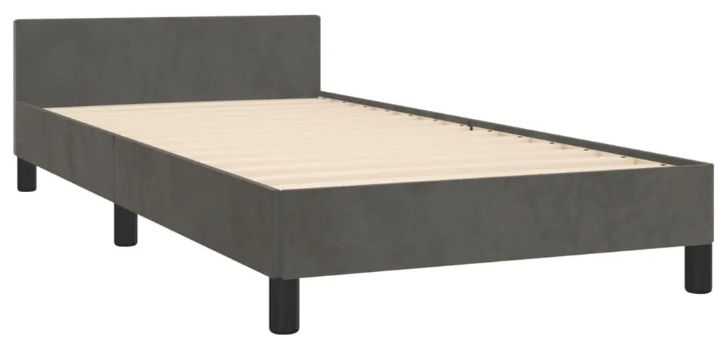 Estrutura de cama c/ cabeceira 80x200 cm veludo cinzento-escuro