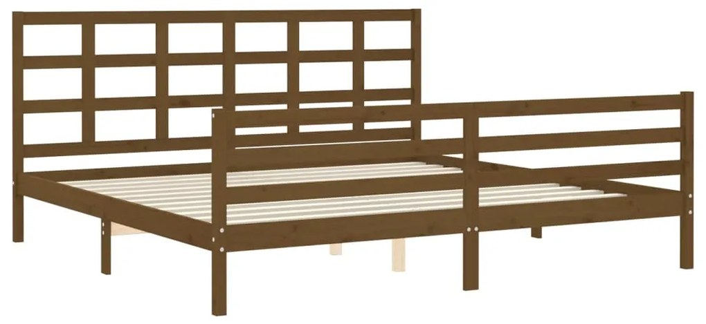 Estrutura cama c/ cabeceira 200x200cm maciço castanho-mel