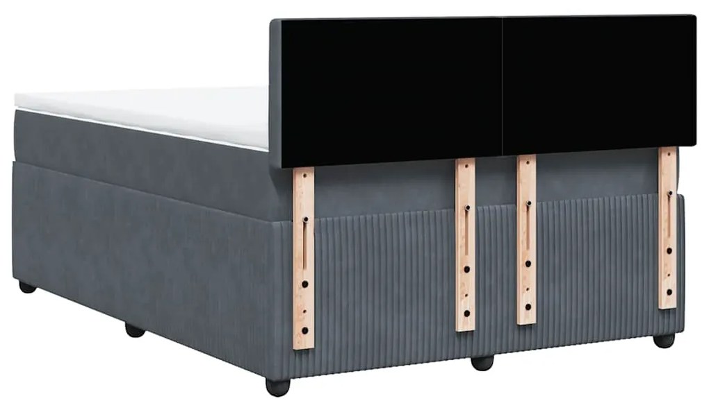 Cama com molas/colchão 140x190 cm veludo cinzento-escuro
