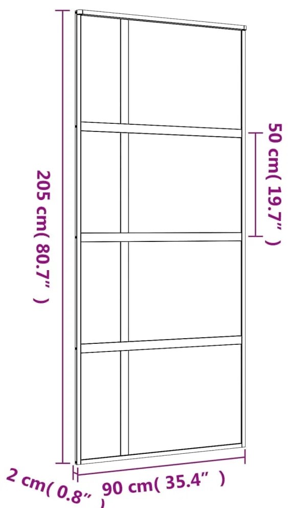 Porta deslizante 90x205 cm vidro ESG/alumínio dourado