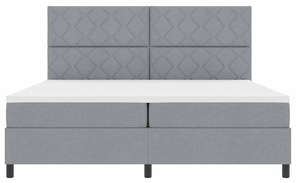 Cama Box Spring com Colchão Cinza Claro 200x200 cm Tecido
