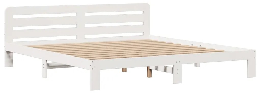 Cama com estante sem colchão 200x200 cm pinho maciço branco