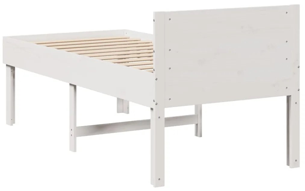 Estrutura de cama sem colchão 80x200 cm pinho maciço branco