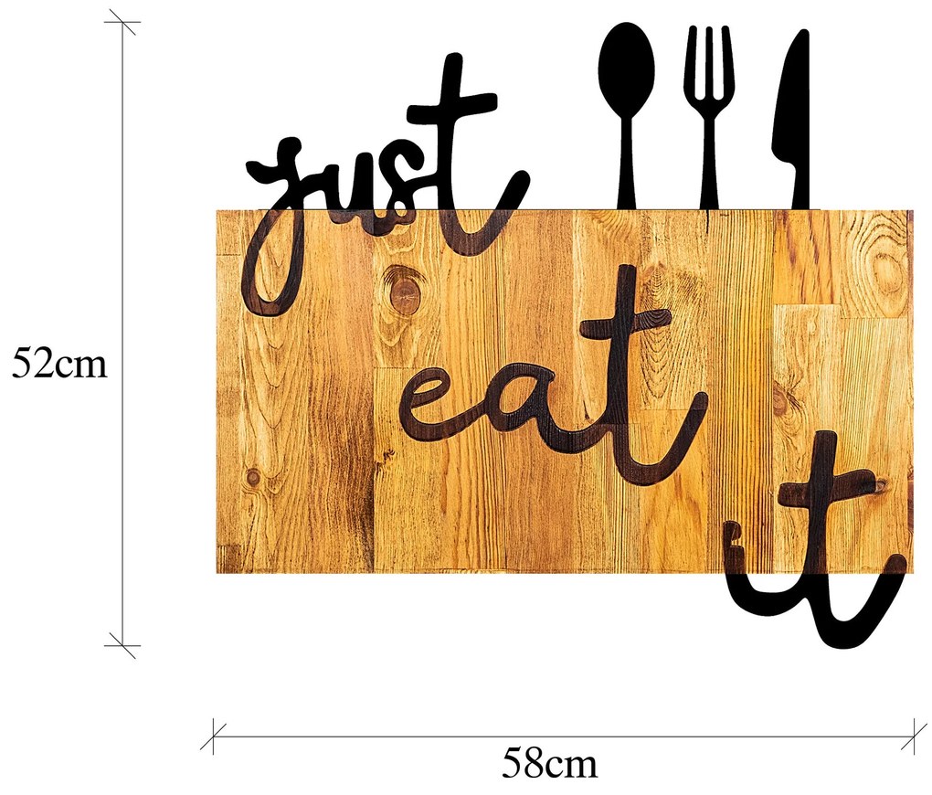 Acessório Decorativo de Parede Just Eat It – Nogueira/Preto – 58 x 3 x