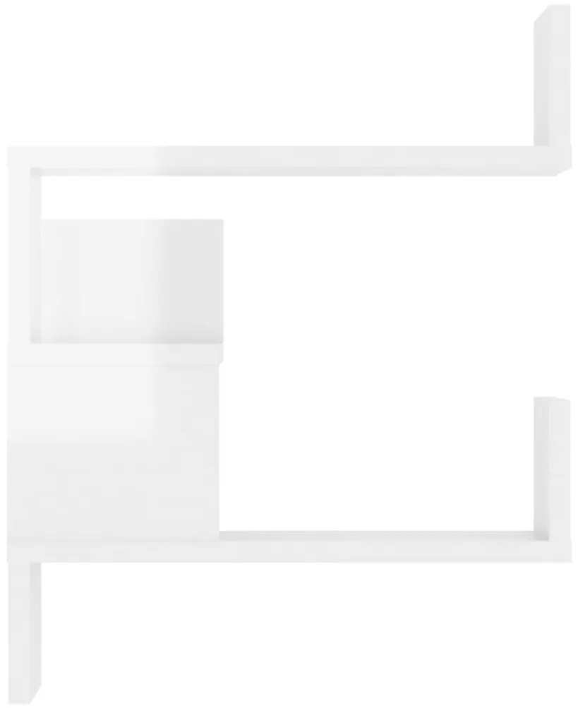 Estantes canto p/ parede 2pcs deriv. madeira branco brilh.