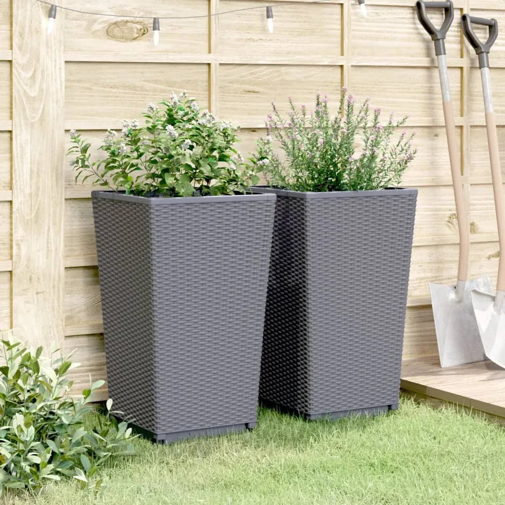 Vasos/floreiras 2 pcs 32,5x32,5x57 cm PP cinzento azul