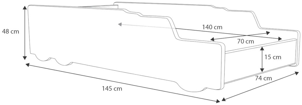 Cama infantil foguetão 140x70 - colchão e estrado incluído