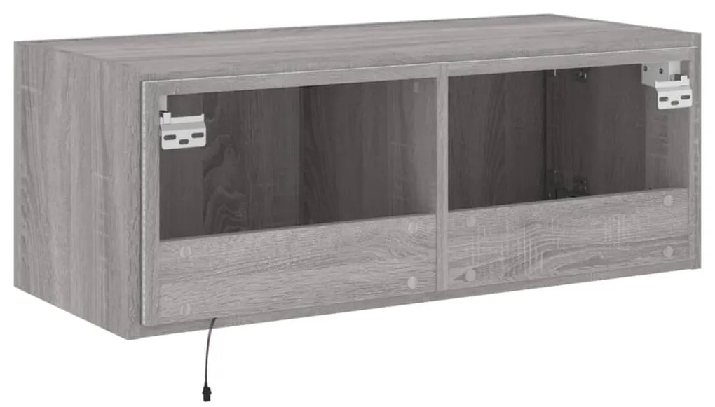 Móvel de parede p/ TV c/ luzes LED 80x35x31 cm cinzento sonoma