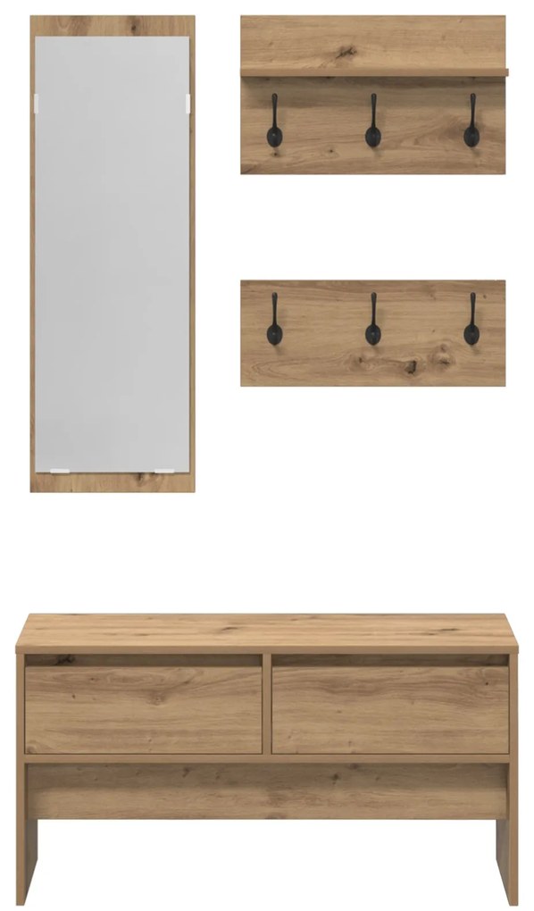 Conjunto de Móveis para Corredor de 4 Peças em Carvalho Artisan