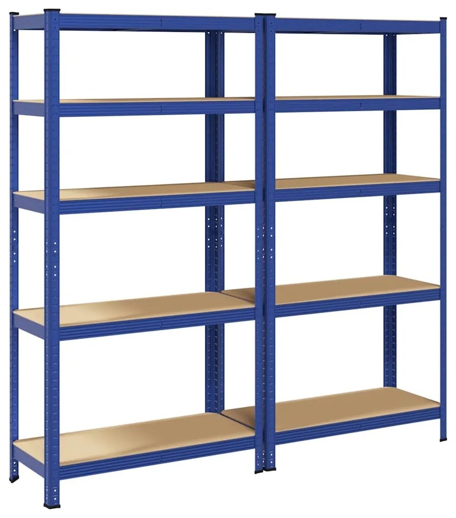 Prateleiras de armazenamento de 5 camadas 2 pcs aço azul