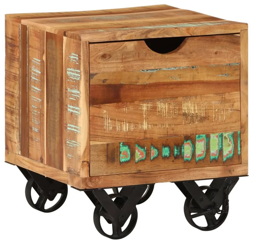vidaXL Mesa de apoio 40x40x45 cm madeira reciclada maciça