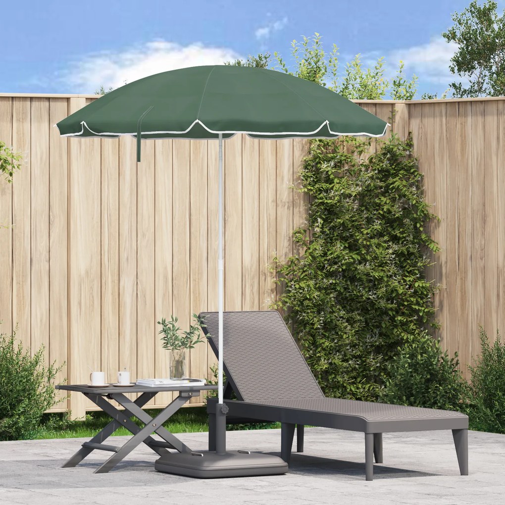 Parasol de Praia vidaXL com Poste de Metal Verde 161x193 cm Poliéster