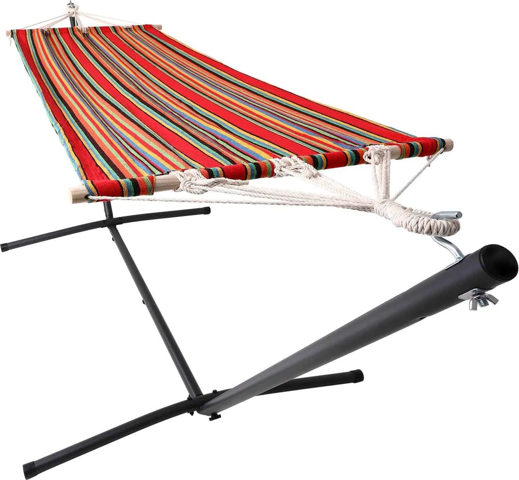 Cama de rede Jardim com armação metálica 200 x 80cm cor vermelha