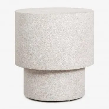 Mesa Auxiliar Para Jardim Redonda Ø45 Cm Em Cimento Selara Cinza Pedra Claro - Sklum