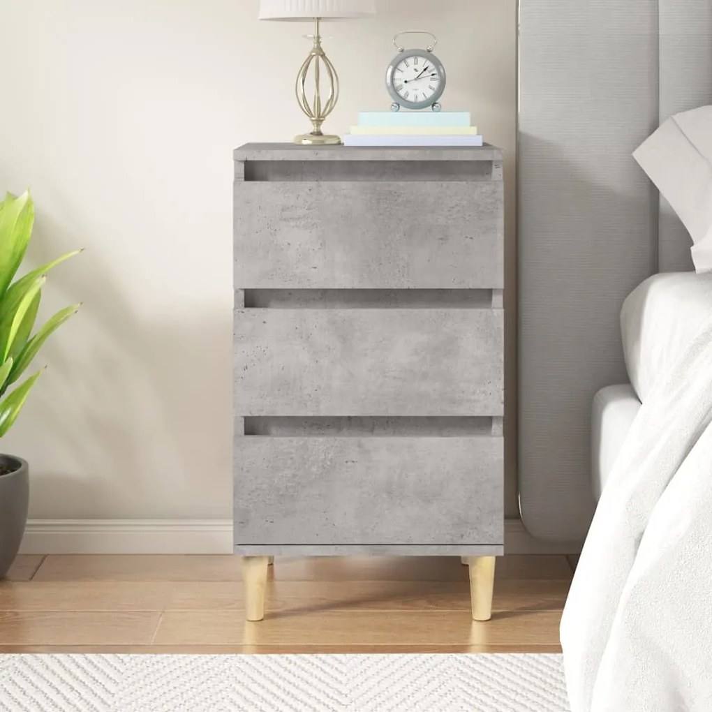 vidaXL Mesa de cabeceira 40x35x70 cm derivados madeira cinza cimento